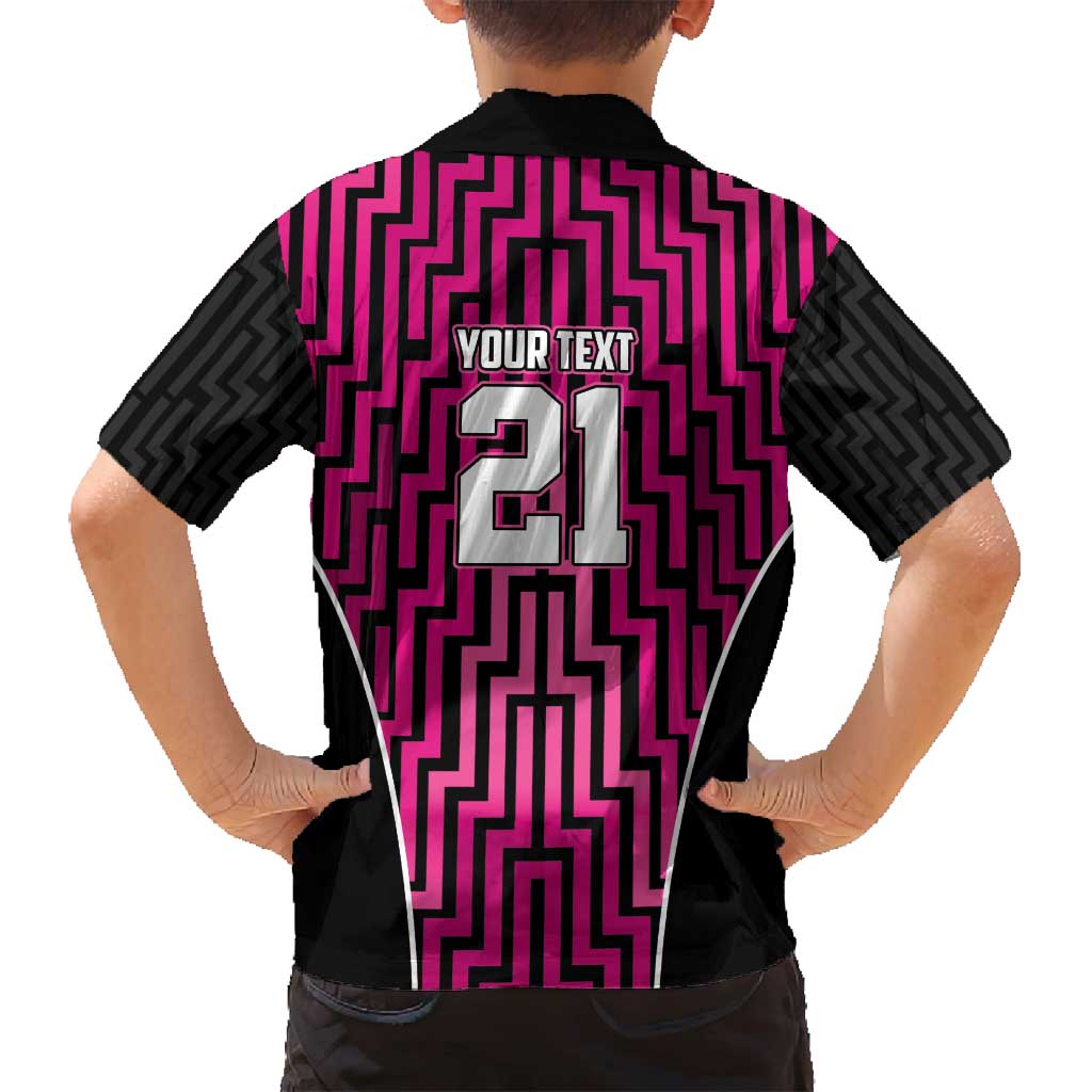 Custom Basketball New Zealand Family Matching Off Shoulder Maxi Dress and Hawaiian Shirt Pink Maori Ta Moko Indigenous - Aussie Hoodie