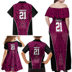 Custom Basketball New Zealand Family Matching Off Shoulder Maxi Dress and Hawaiian Shirt Pink Maori Ta Moko Indigenous - Aussie Hoodie