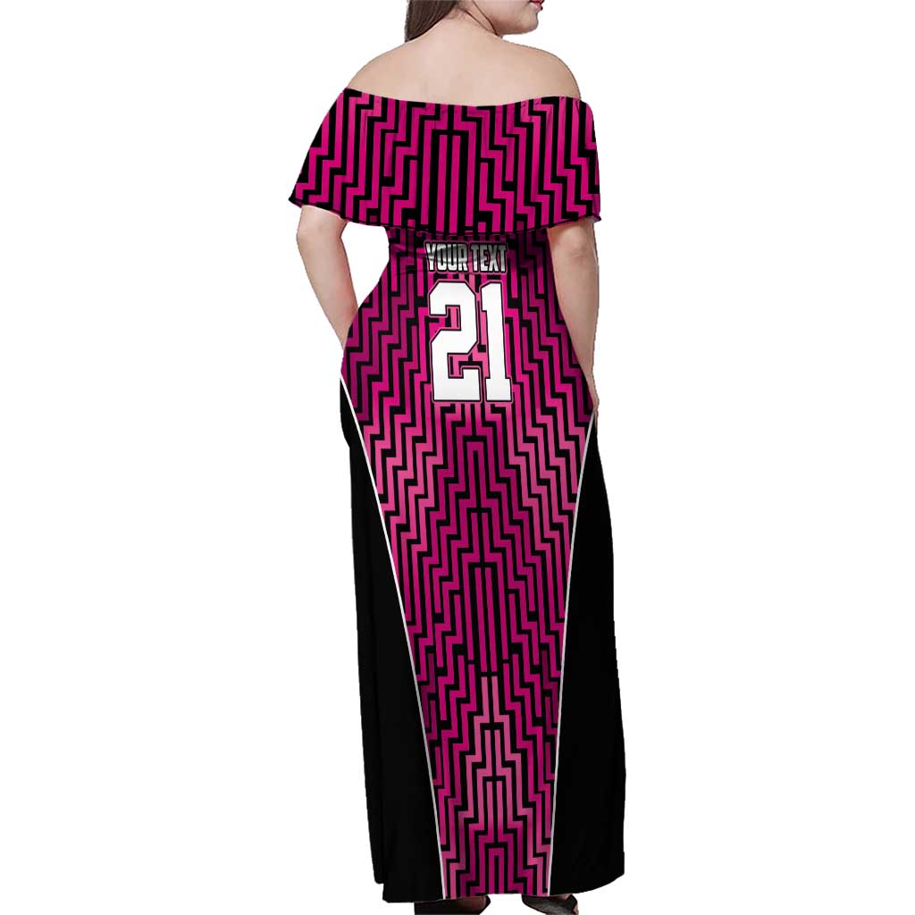Custom Basketball New Zealand Family Matching Off Shoulder Maxi Dress and Hawaiian Shirt Pink Maori Ta Moko Indigenous - Aussie Hoodie