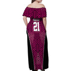 Custom Basketball New Zealand Family Matching Off Shoulder Maxi Dress and Hawaiian Shirt Pink Maori Ta Moko Indigenous - Aussie Hoodie