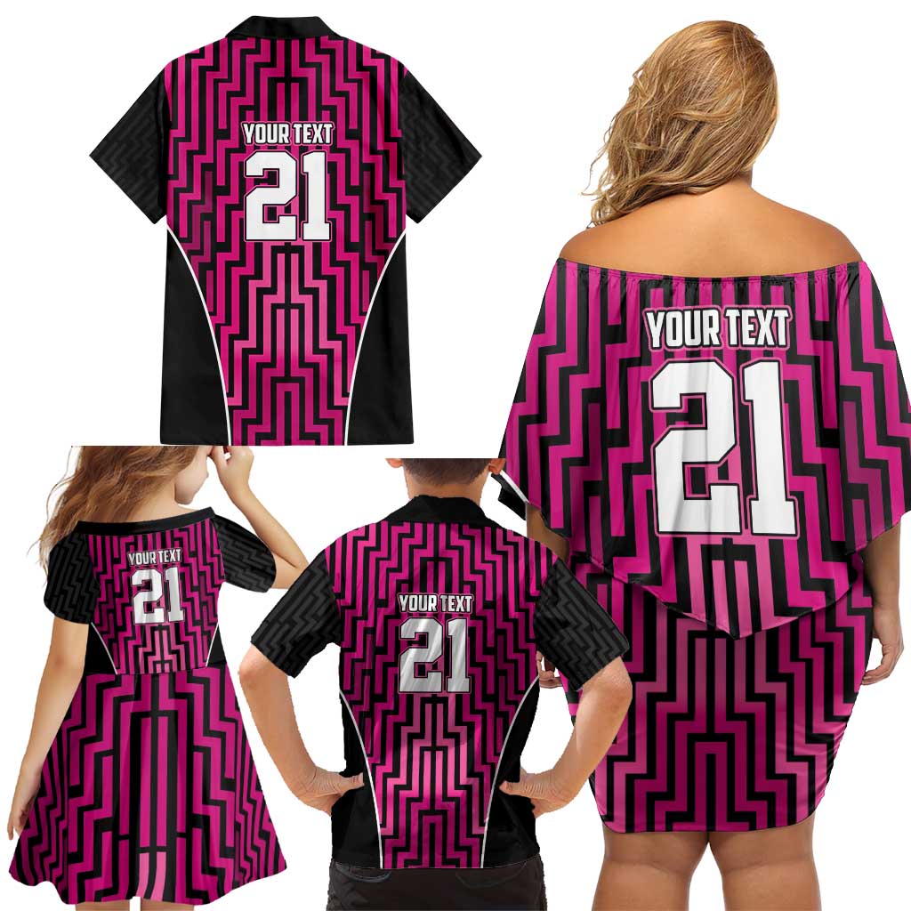 Custom Basketball New Zealand Family Matching Off Shoulder Short Dress and Hawaiian Shirt Pink Maori Ta Moko Indigenous - Aussie Hoodie