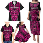 Custom Basketball New Zealand Family Matching Puletasi and Hawaiian Shirt Pink Maori Ta Moko Indigenous - Aussie Hoodie
