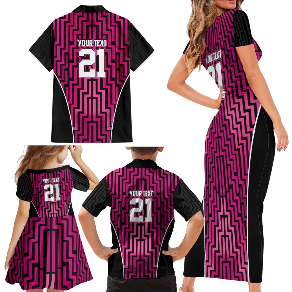 Custom Basketball New Zealand Family Matching Short Sleeve Bodycon Dress and Hawaiian Shirt Pink Maori Ta Moko Indigenous - Aussie Hoodie