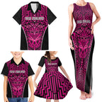 Custom Basketball New Zealand Family Matching Tank Maxi Dress and Hawaiian Shirt Pink Maori Ta Moko Indigenous - Aussie Hoodie