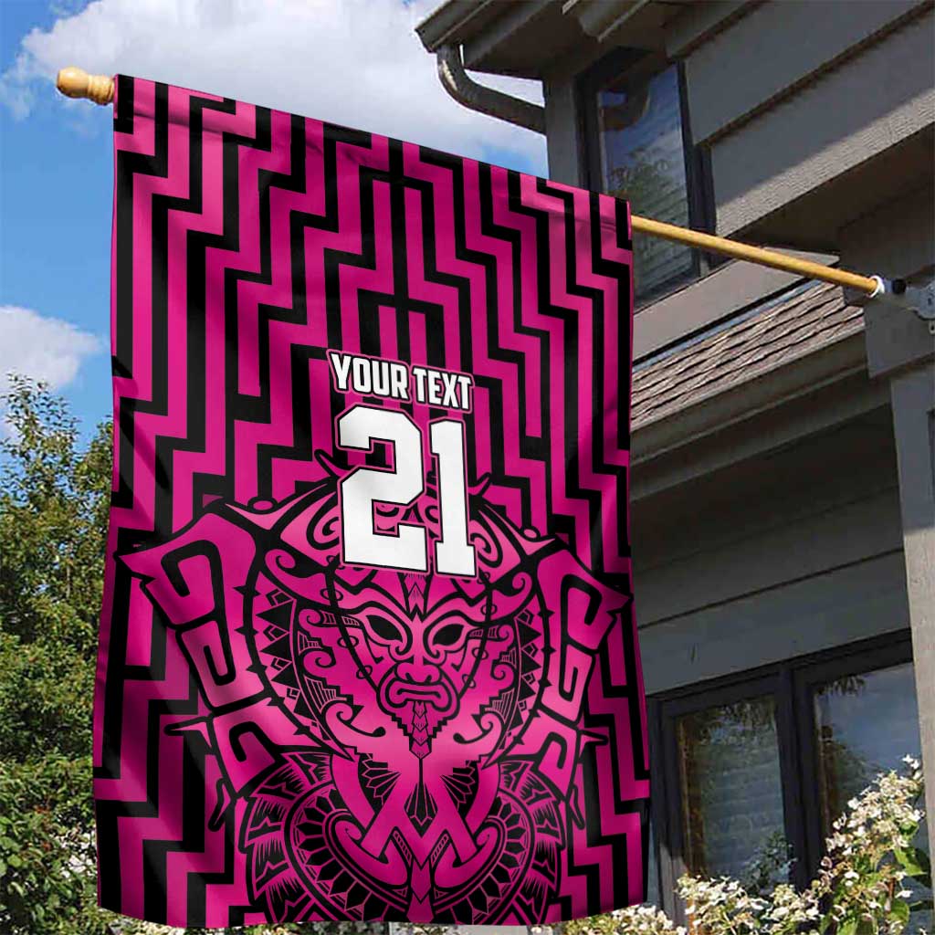 Custom Basketball New Zealand Garden Flag Pink Maori Ta Moko Indigenous - Aussie Hoodie