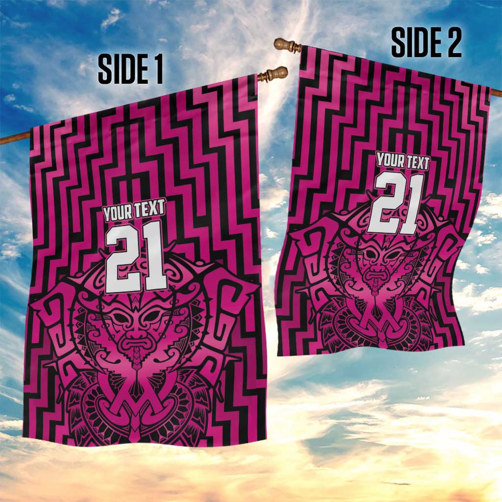 Custom Basketball New Zealand Garden Flag Pink Maori Ta Moko Indigenous - Aussie Hoodie