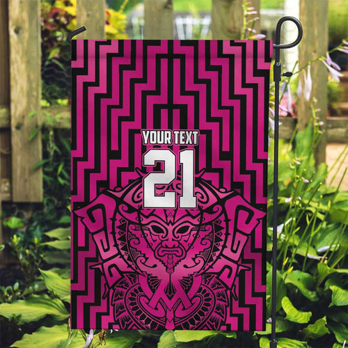 Custom Basketball New Zealand Garden Flag Pink Maori Ta Moko Indigenous - Aussie Hoodie