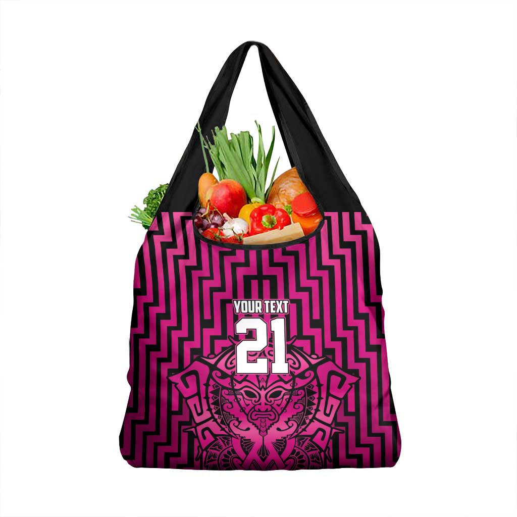 Custom Basketball New Zealand Grocery Bag Pink Maori Ta Moko Indigenous - Aussie Hoodie