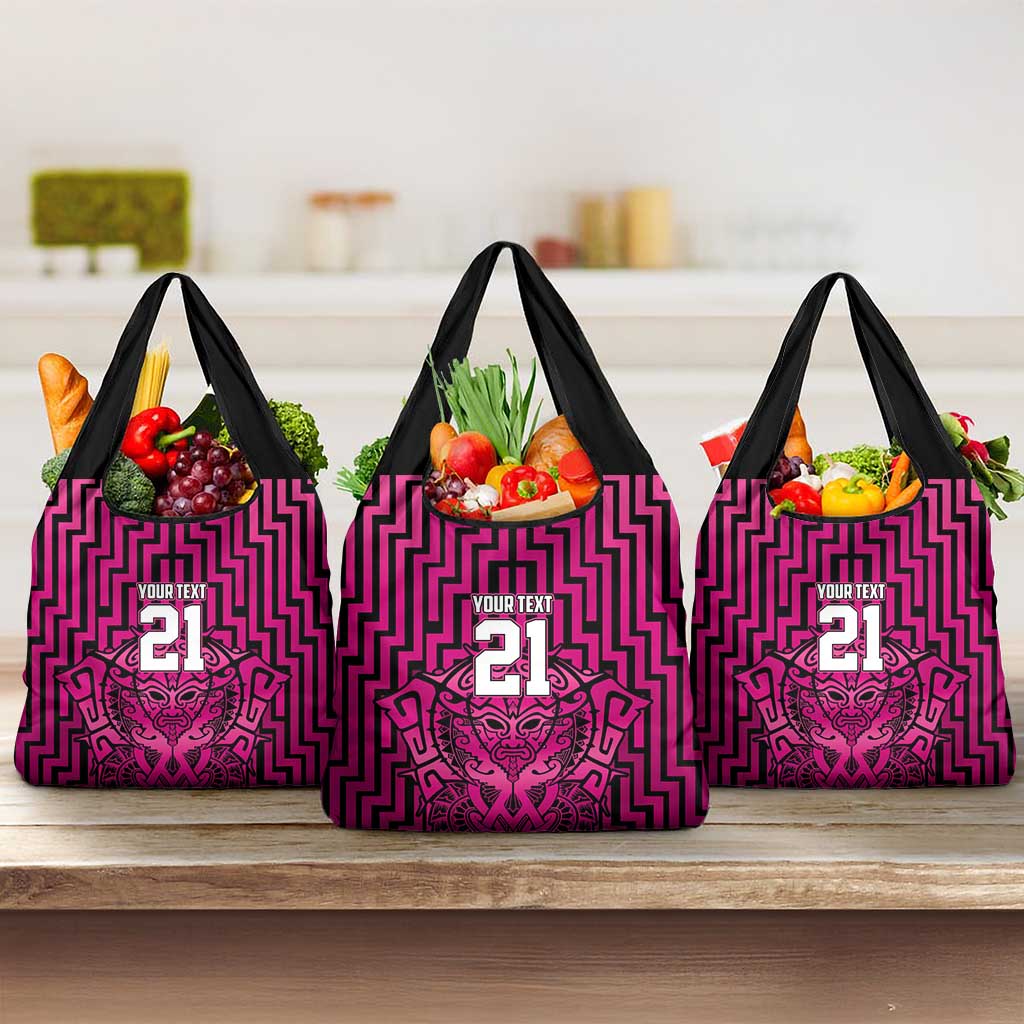 Custom Basketball New Zealand Grocery Bag Pink Maori Ta Moko Indigenous - Aussie Hoodie