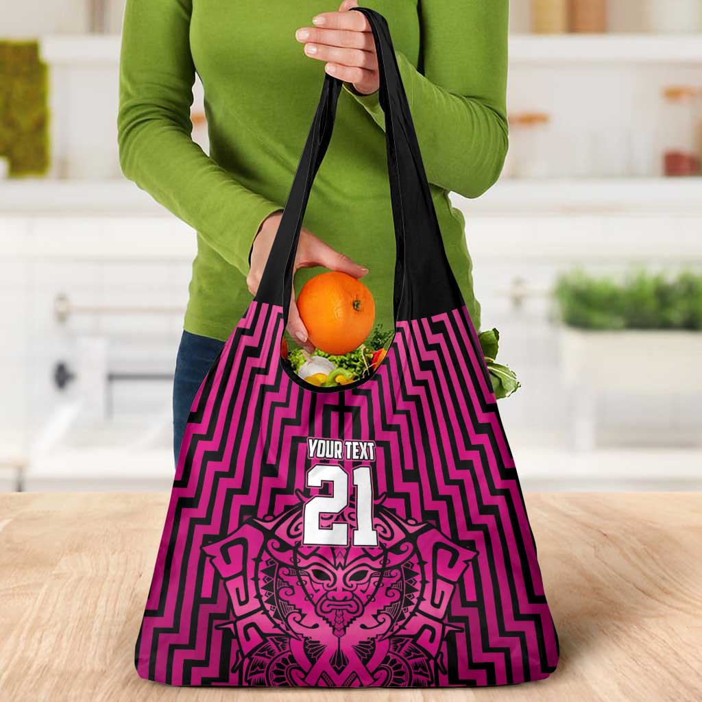 Custom Basketball New Zealand Grocery Bag Pink Maori Ta Moko Indigenous - Aussie Hoodie