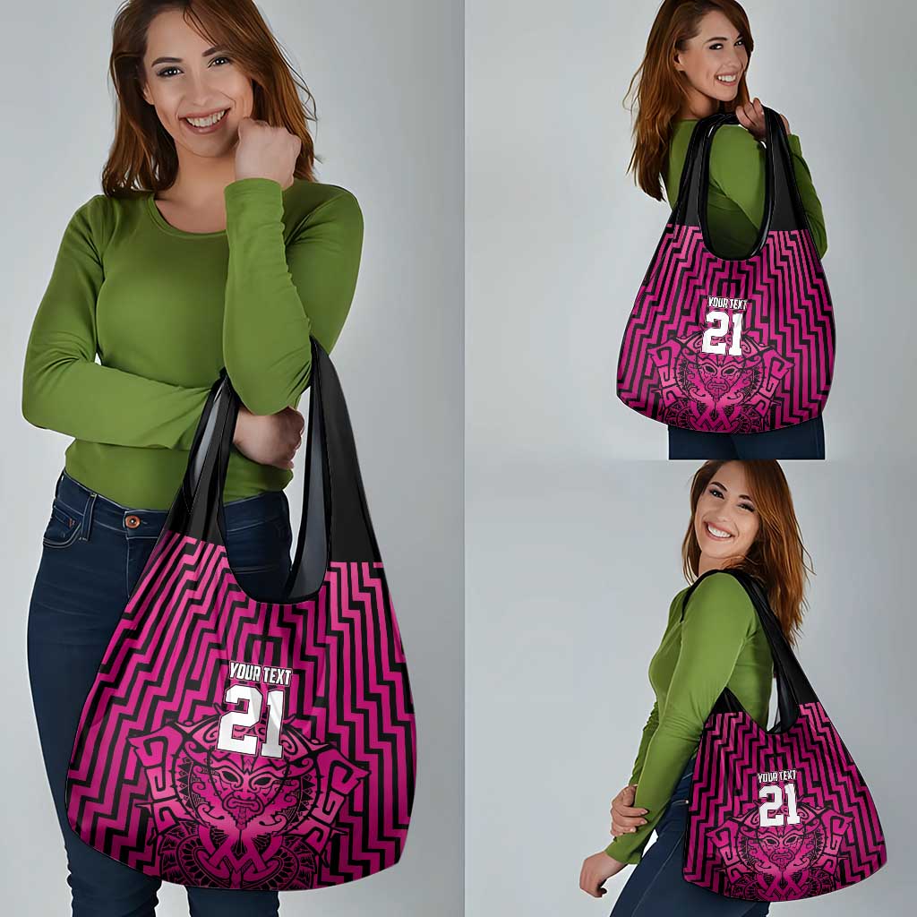 Custom Basketball New Zealand Grocery Bag Pink Maori Ta Moko Indigenous - Aussie Hoodie