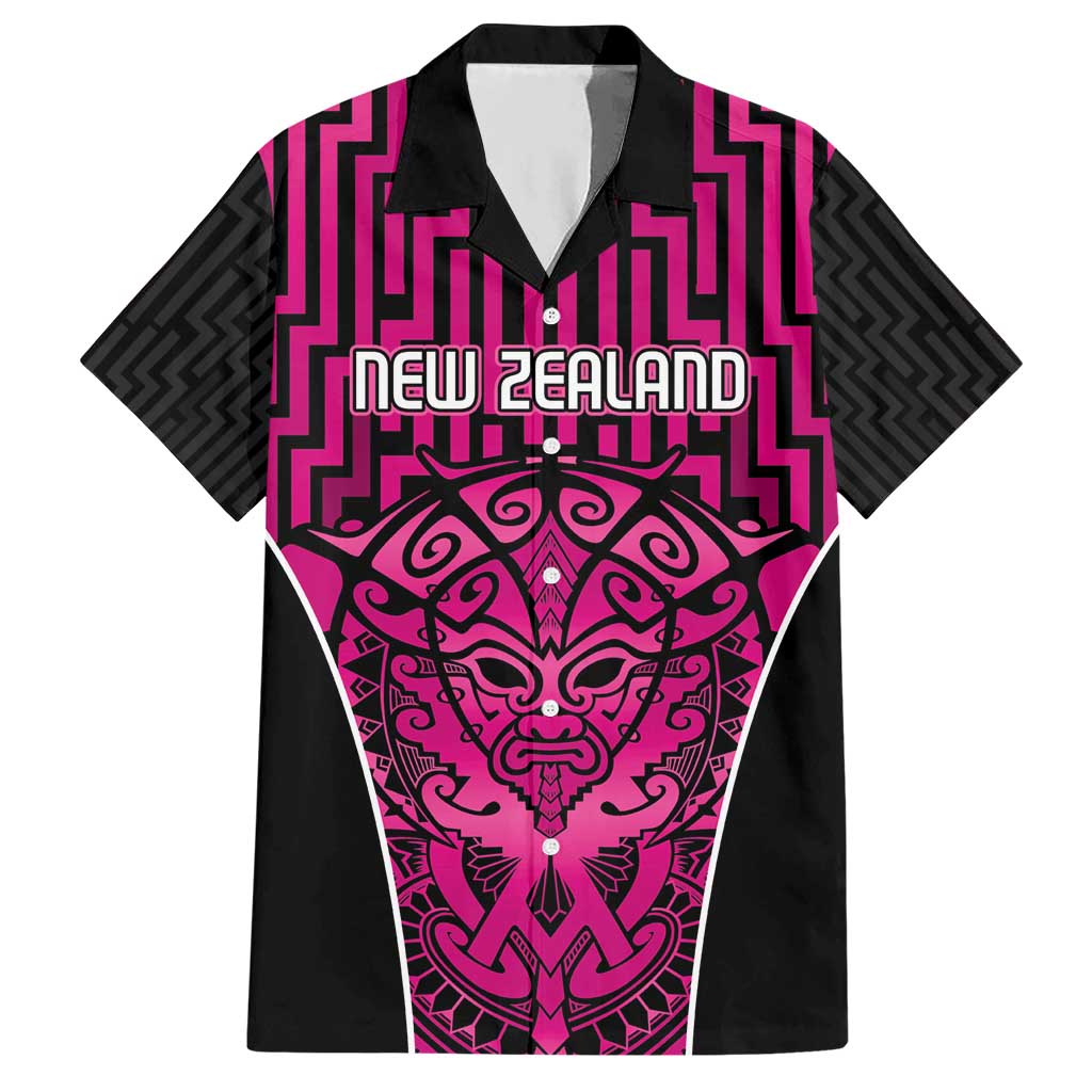 Custom Basketball New Zealand Hawaiian Shirt Pink Maori Ta Moko Indigenous - Aussie Hoodie