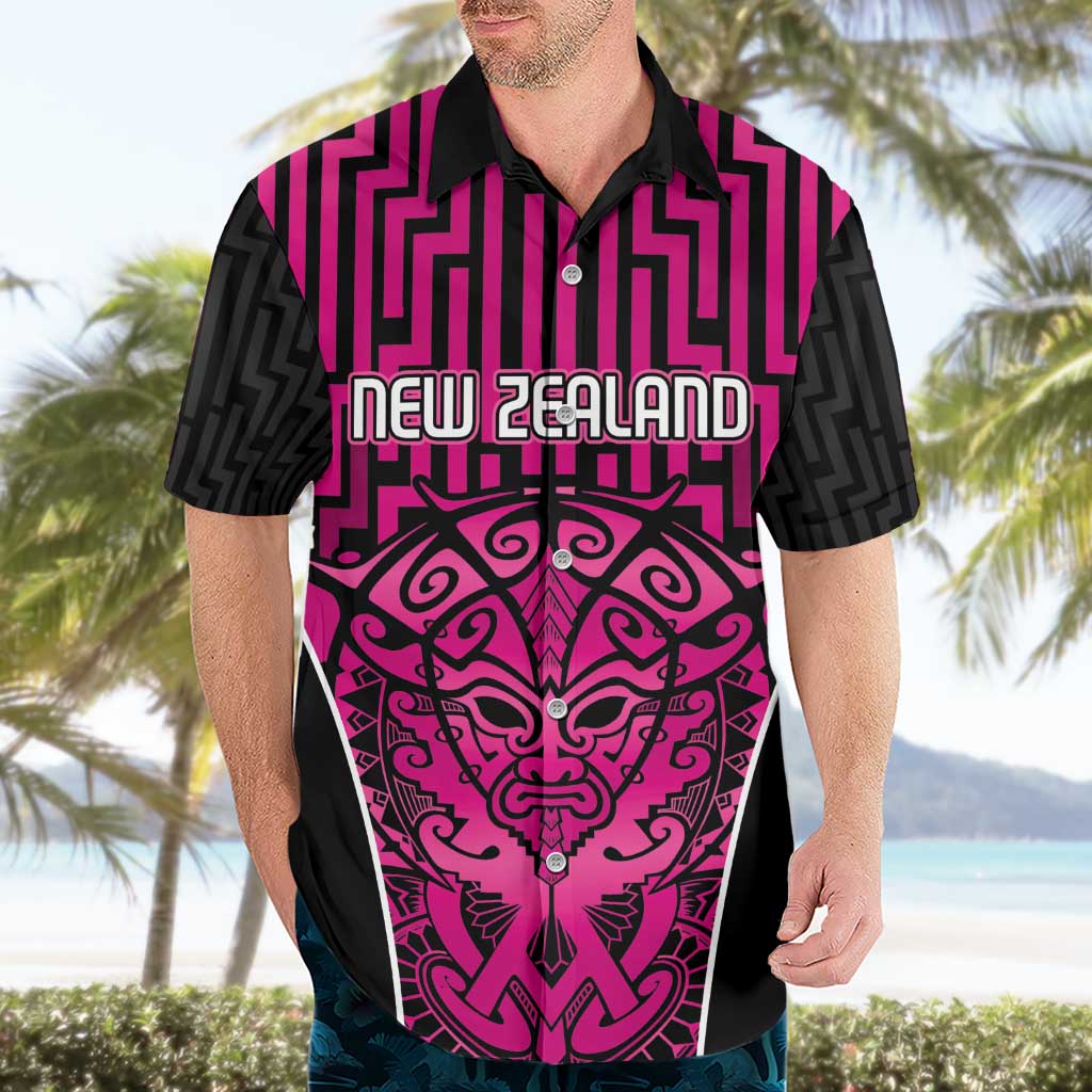 Custom Basketball New Zealand Hawaiian Shirt Pink Maori Ta Moko Indigenous - Aussie Hoodie