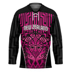 Custom Basketball New Zealand Hockey Jersey Pink Maori Ta Moko Indigenous - Aussie Hoodie