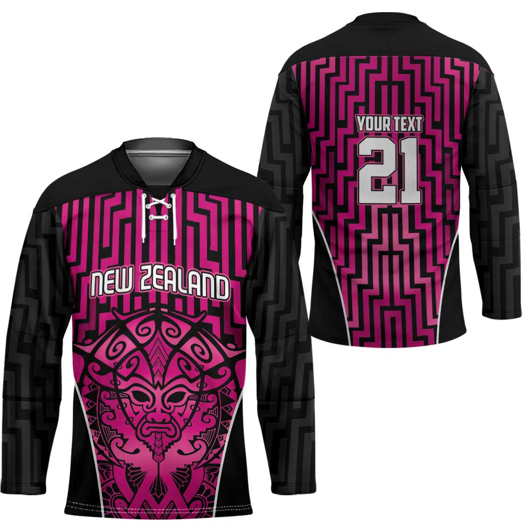 Custom Basketball New Zealand Hockey Jersey Pink Maori Ta Moko Indigenous - Aussie Hoodie