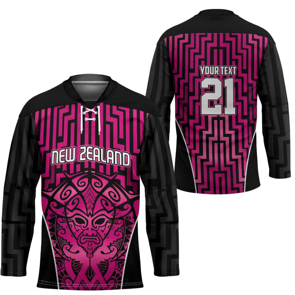 Custom Basketball New Zealand Hockey Jersey Pink Maori Ta Moko Indigenous - Aussie Hoodie