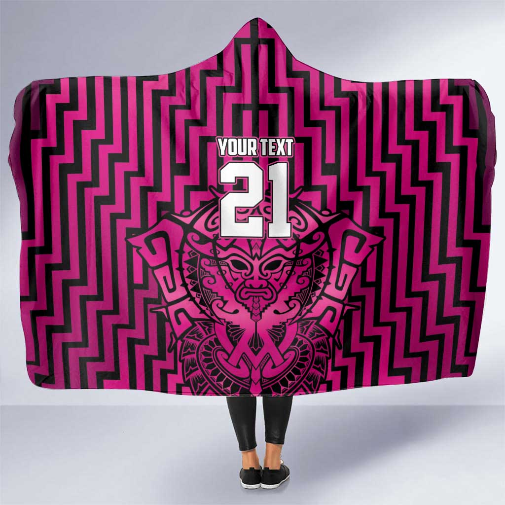 Custom Basketball New Zealand Hooded Blanket Pink Maori Ta Moko Indigenous - Aussie Hoodie