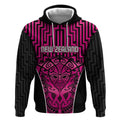 Custom Basketball New Zealand Hoodie Pink Maori Ta Moko Indigenous - Aussie Hoodie