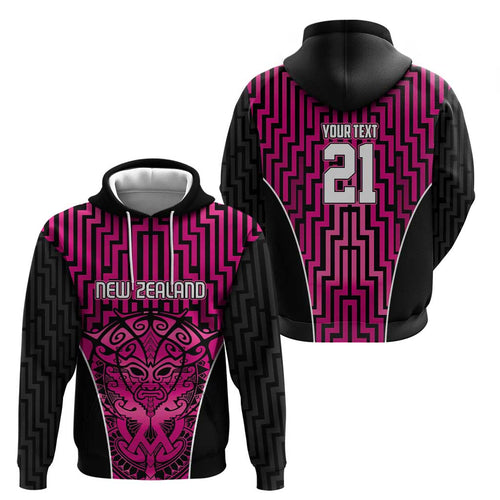 Custom Basketball New Zealand Hoodie Pink Maori Ta Moko Indigenous - Aussie Hoodie