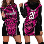 Custom Basketball New Zealand Hoodie Dress Pink Maori Ta Moko Indigenous - Aussie Hoodie