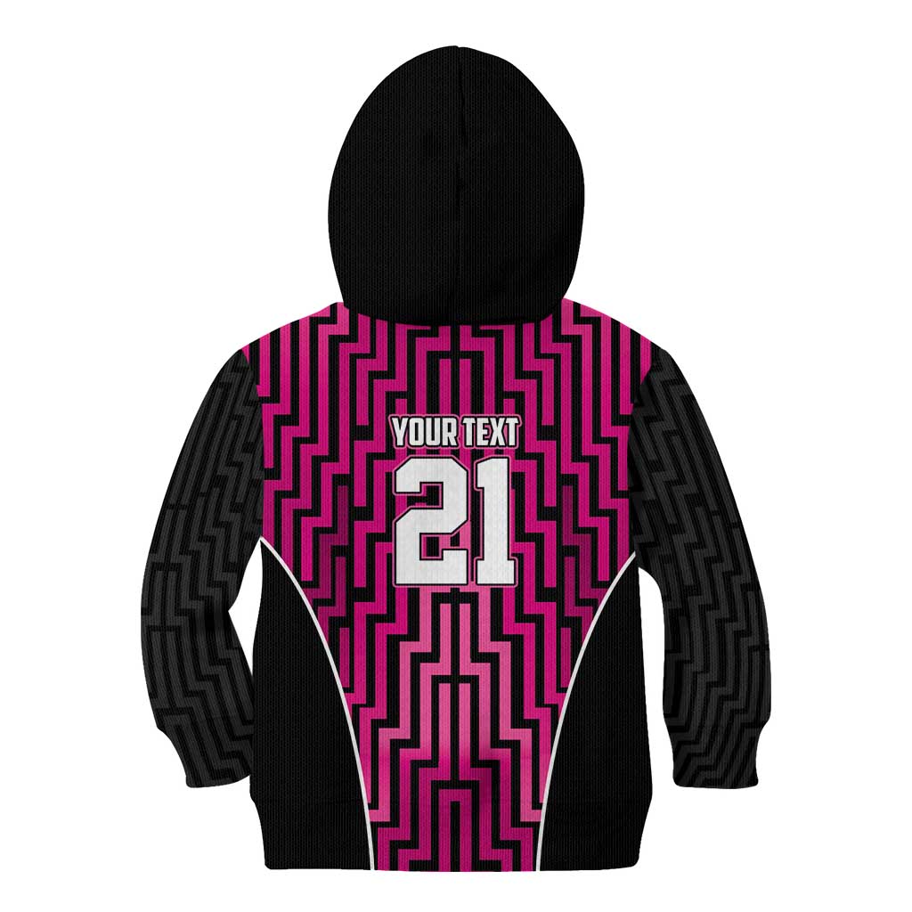 Custom Basketball New Zealand Kid Hoodie Pink Maori Ta Moko Indigenous - Aussie Hoodie