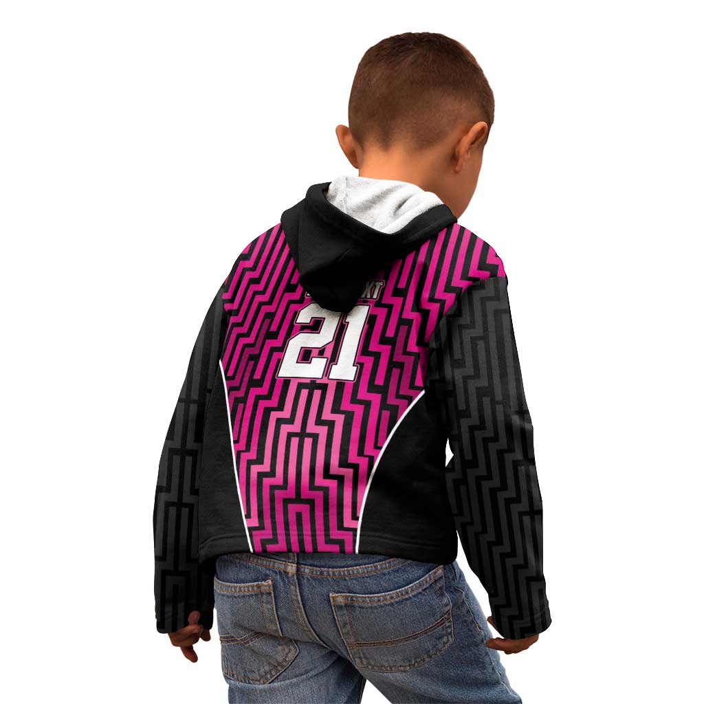 Custom Basketball New Zealand Kid Hoodie Pink Maori Ta Moko Indigenous - Aussie Hoodie