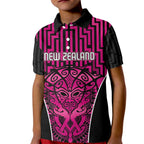 Custom Basketball New Zealand Kid Polo Shirt Pink Maori Ta Moko Indigenous - Aussie Hoodie