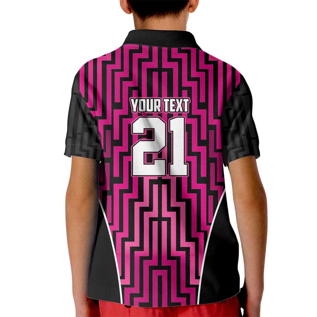 Custom Basketball New Zealand Kid Polo Shirt Pink Maori Ta Moko Indigenous - Aussie Hoodie