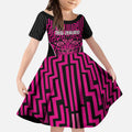 Custom Basketball New Zealand Kid Short Sleeve Dress Pink Maori Ta Moko Indigenous - Aussie Hoodie