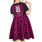 Custom Basketball New Zealand Kid Short Sleeve Dress Pink Maori Ta Moko Indigenous - Aussie Hoodie