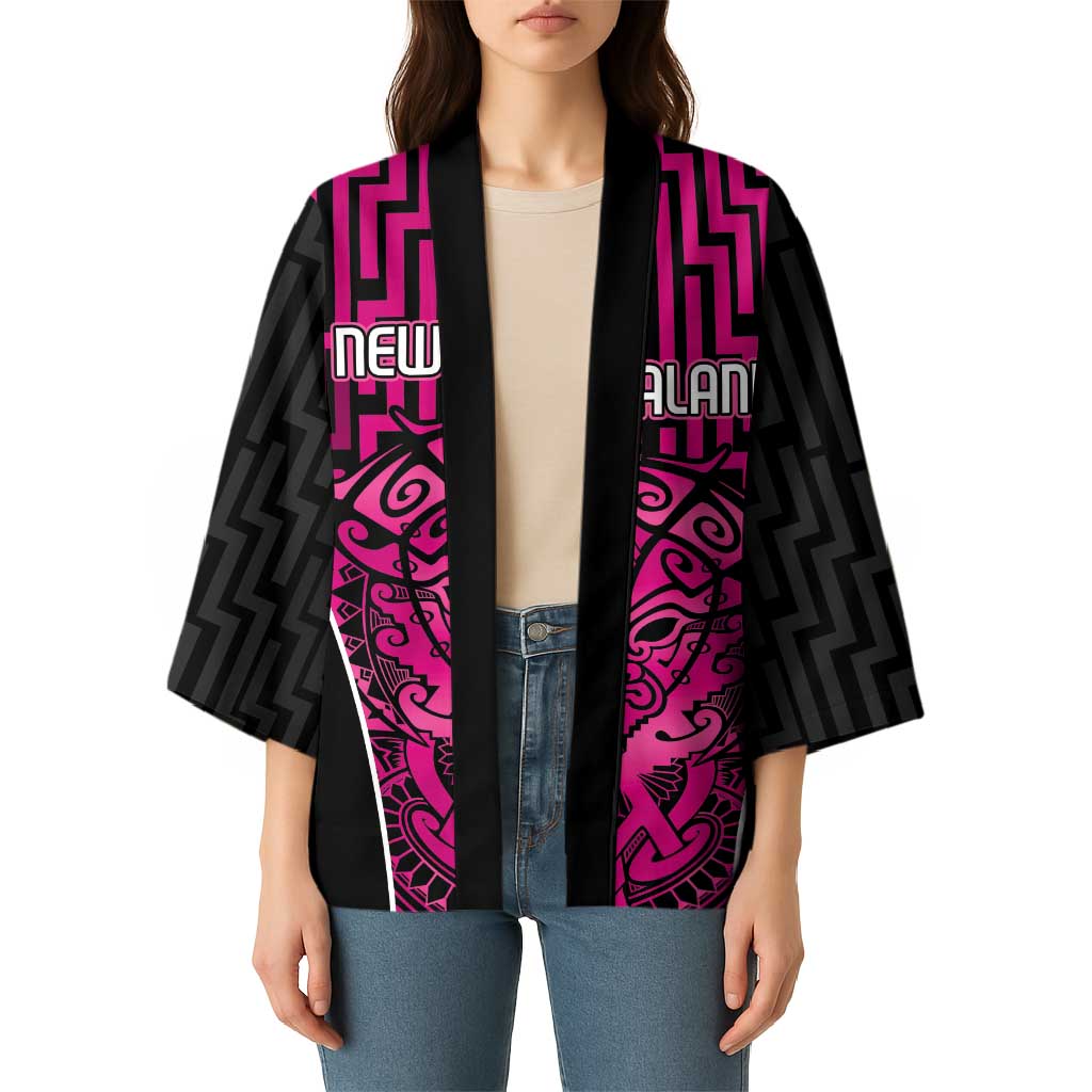 Custom Basketball New Zealand Kimono Pink Maori Ta Moko Indigenous - Aussie Hoodie