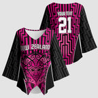 Custom Basketball New Zealand Kimono Sleeve Blouse Pink Maori Ta Moko Indigenous - Aussie Hoodie