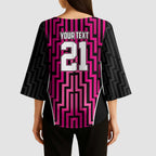 Custom Basketball New Zealand Kimono Sleeve Blouse Pink Maori Ta Moko Indigenous - Aussie Hoodie