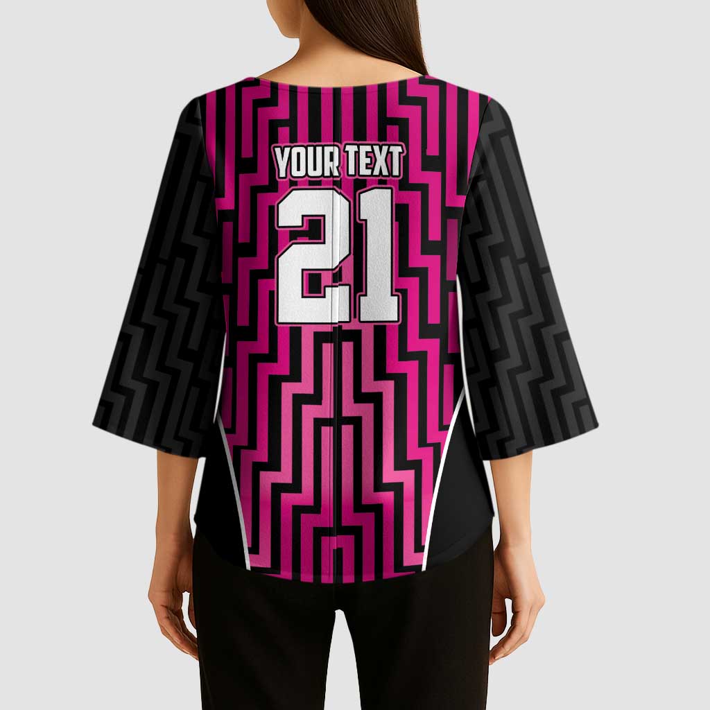 Custom Basketball New Zealand Kimono Sleeve Blouse Pink Maori Ta Moko Indigenous - Aussie Hoodie