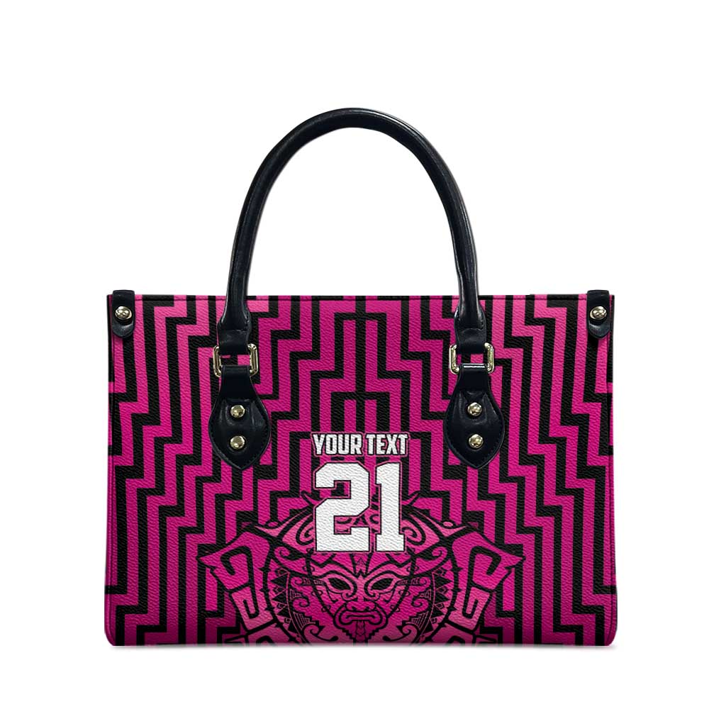 Custom Basketball New Zealand Leather Bag Pink Maori Ta Moko Indigenous - Aussie Hoodie