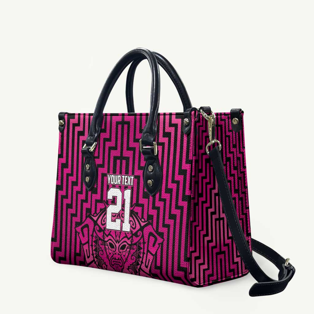 Custom Basketball New Zealand Leather Bag Pink Maori Ta Moko Indigenous - Aussie Hoodie
