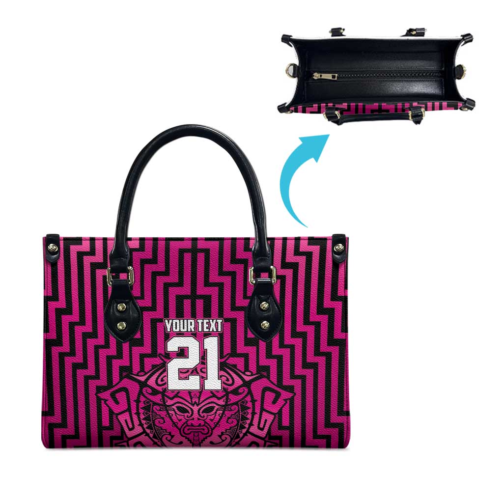 Custom Basketball New Zealand Leather Bag Pink Maori Ta Moko Indigenous - Aussie Hoodie