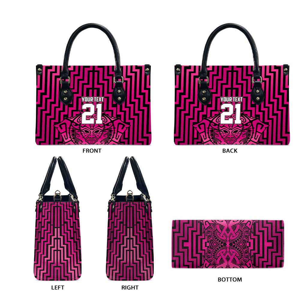 Custom Basketball New Zealand Leather Bag Pink Maori Ta Moko Indigenous - Aussie Hoodie