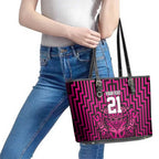 Custom Basketball New Zealand Leather Tote Bag Pink Maori Ta Moko Indigenous - Aussie Hoodie