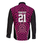 Custom Basketball New Zealand Long Sleeve Button Shirt Pink Maori Ta Moko Indigenous - Aussie Hoodie