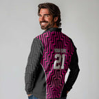 Custom Basketball New Zealand Long Sleeve Polo Shirt Pink Maori Ta Moko Indigenous - Aussie Hoodie