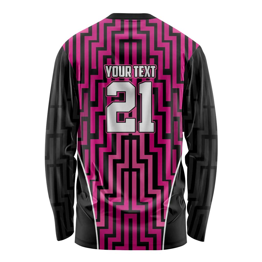 Custom Basketball New Zealand Long Sleeve Shirt Pink Maori Ta Moko Indigenous - Aussie Hoodie