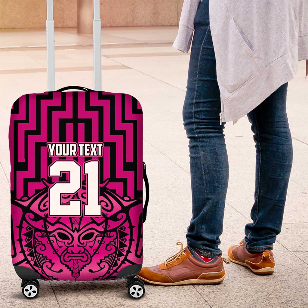 Custom Basketball New Zealand Luggage Cover Pink Maori Ta Moko Indigenous - Aussie Hoodie