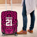 Custom Basketball New Zealand Luggage Cover Pink Maori Ta Moko Indigenous - Aussie Hoodie