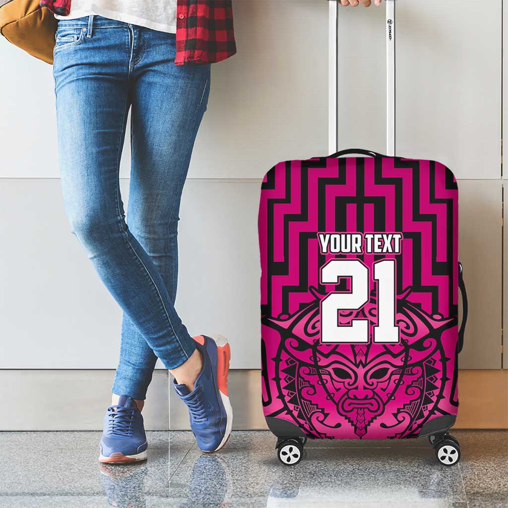 Custom Basketball New Zealand Luggage Cover Pink Maori Ta Moko Indigenous - Aussie Hoodie