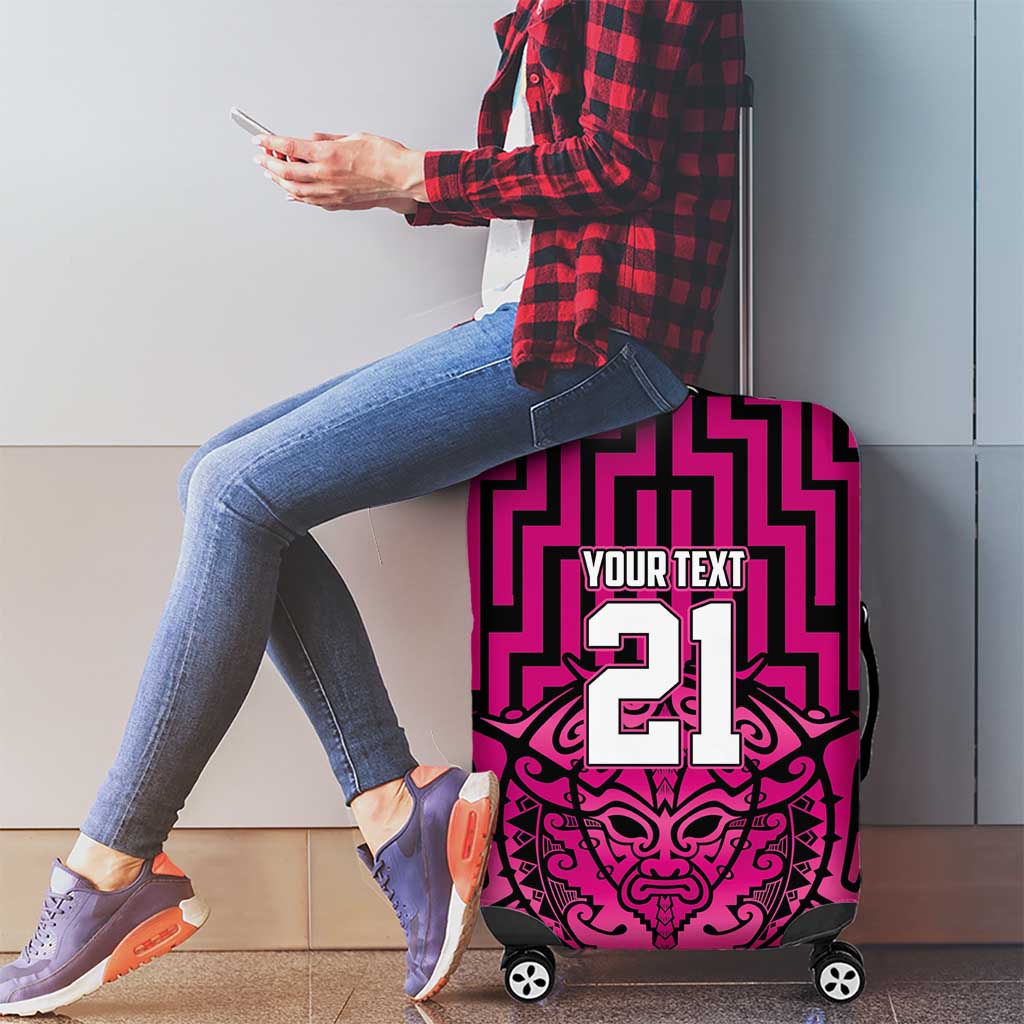 Custom Basketball New Zealand Luggage Cover Pink Maori Ta Moko Indigenous - Aussie Hoodie