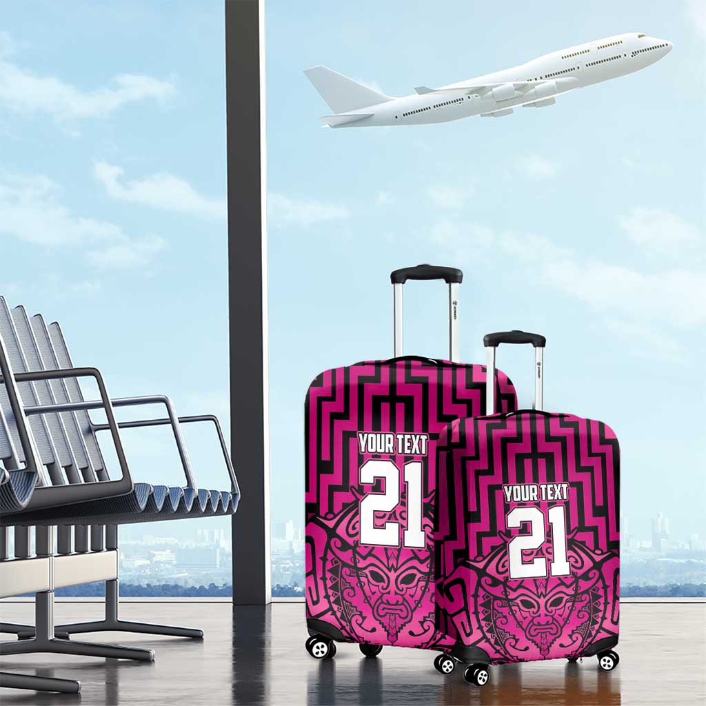Custom Basketball New Zealand Luggage Cover Pink Maori Ta Moko Indigenous - Aussie Hoodie