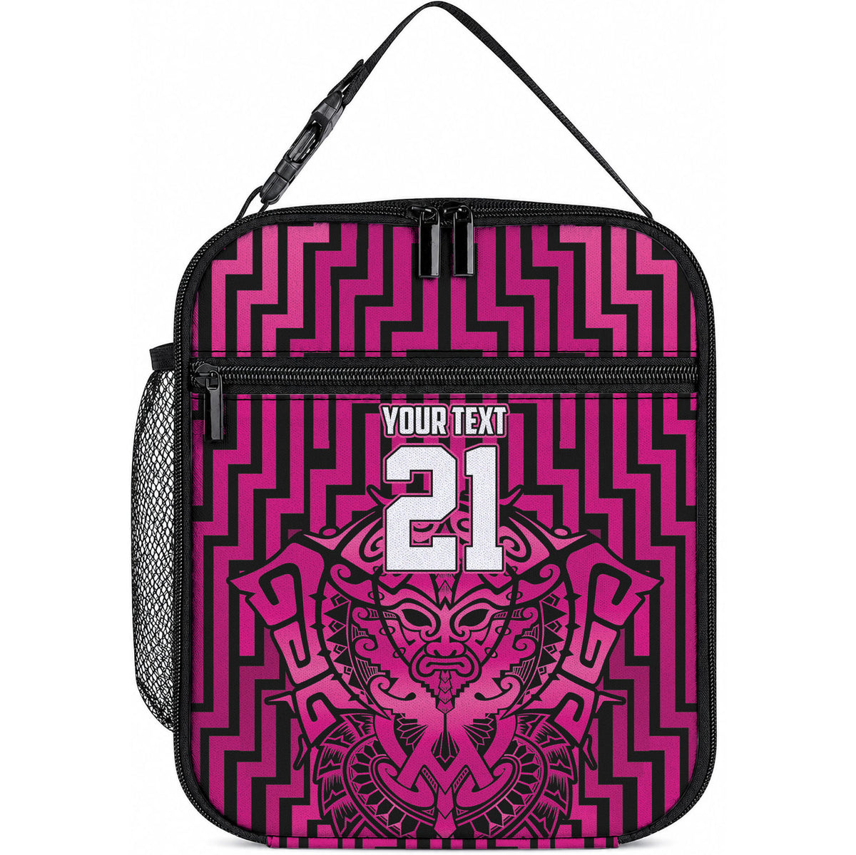 Custom Basketball New Zealand Lunch Bag Pink Maori Ta Moko Indigenous