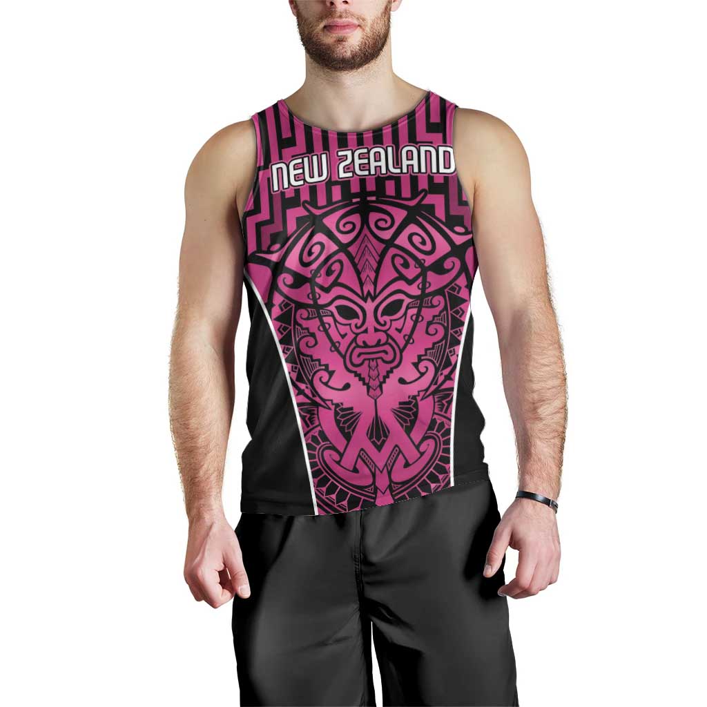 Custom Basketball New Zealand Men Tank Top Pink Maori Ta Moko Indigenous - Aussie Hoodie