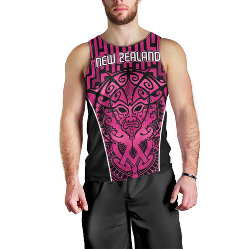 Custom Basketball New Zealand Men Tank Top Pink Maori Ta Moko Indigenous - Aussie Hoodie